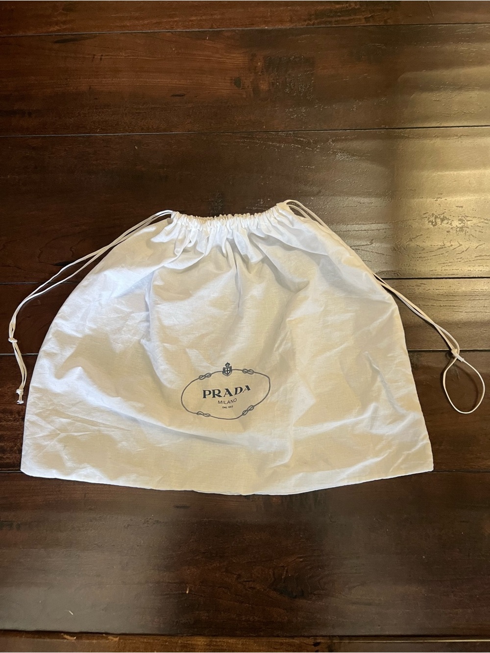 Prada White Drawstring Logo Dust Bag
